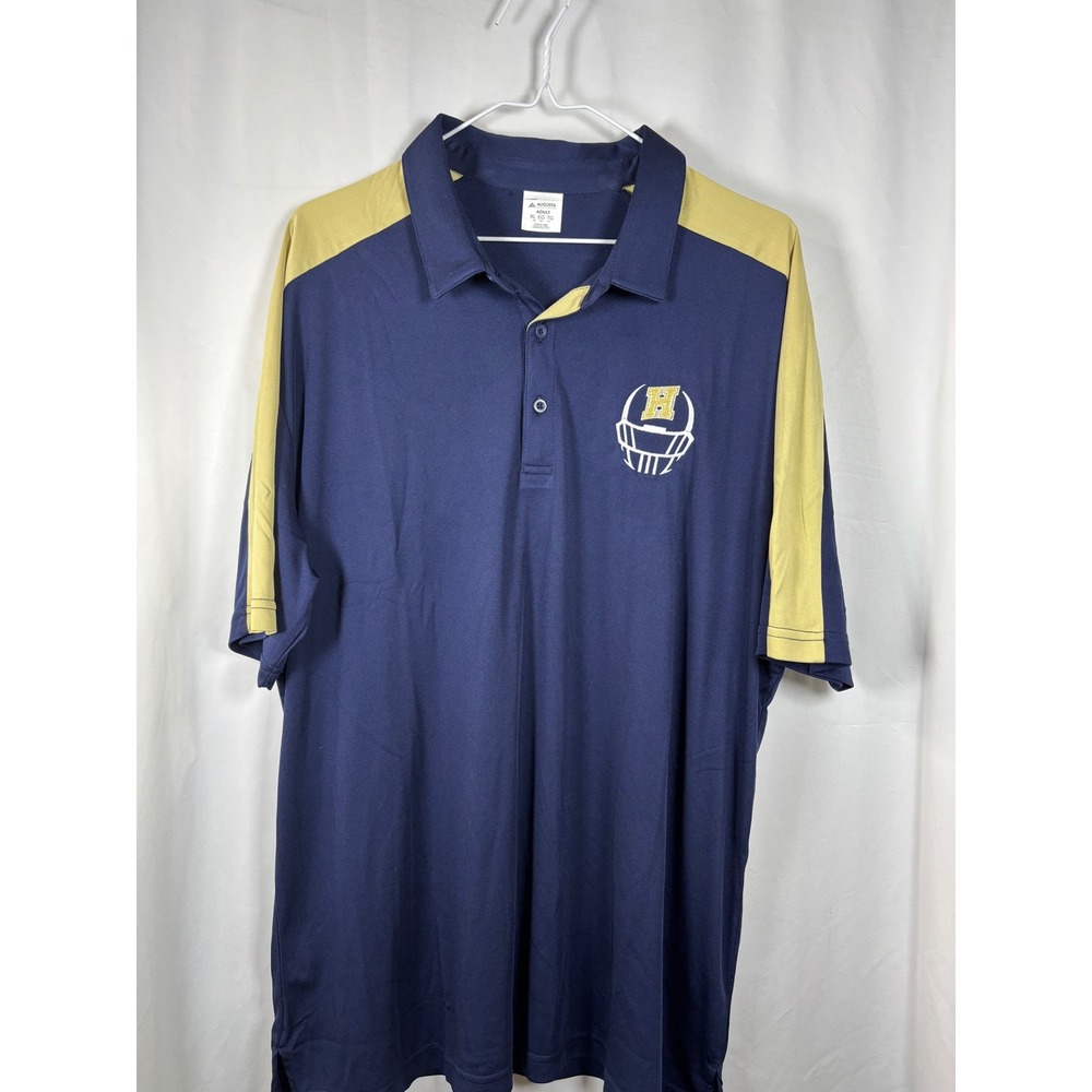 Augusta Sportswear Adult XL‎ Navy Gold Football Helmet Logo Polo Shirt Men's